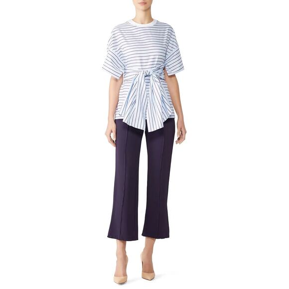 Rosetta Getty Striped Cape Back Top Blue White Size 0